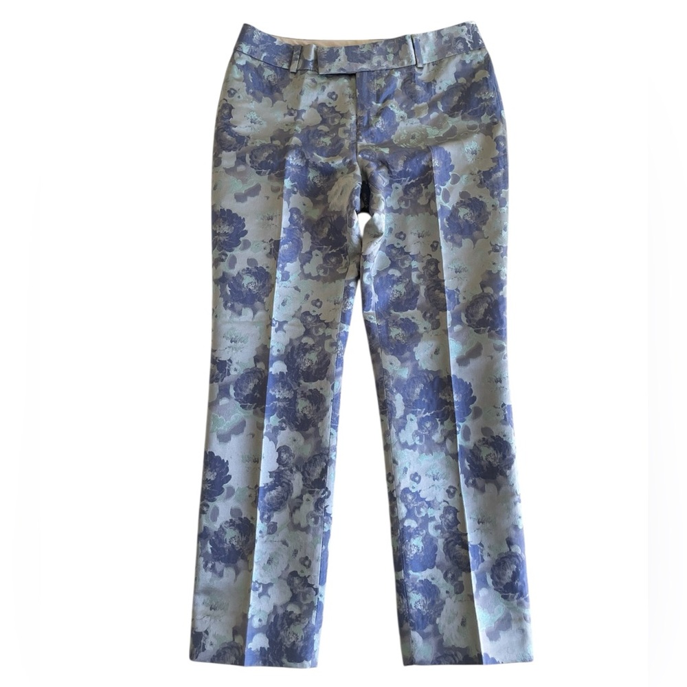 Banana Republic Purple & Blue Floral Sheen Ankle Dress Pants Women’s 0 - Picture 2 of 12
